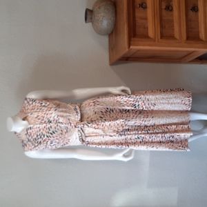 Nic And Zoe Pronted Midi Cream Belted Dress